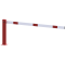 Compact hand barrier | with fixed support post | clear width: 1500 mm | for padlock | hot-dip galvanized and coated red / white